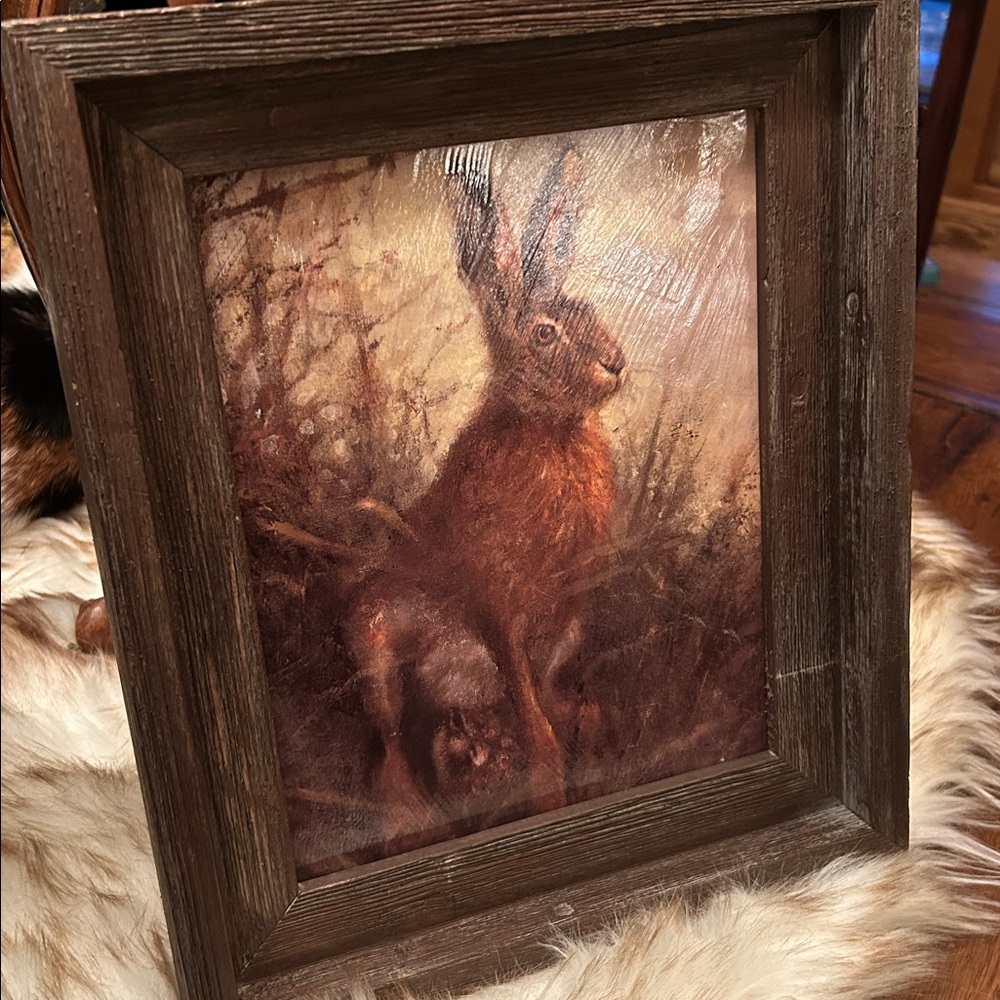 Rustic Brown Framed Rabbit Fine Art Print - Picture 2 of 7